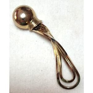 Vintage 80s Huge Gold Tone Twisted Rope Door Knocker Brooch Chunky Statement Pin